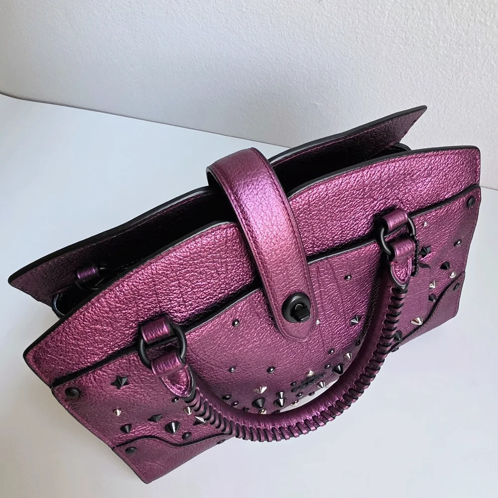 Coach Mercer 24 Star Rivets Metallic Purple
